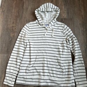 Motherhood Maternity white and grey Striped Nursing Hoodie